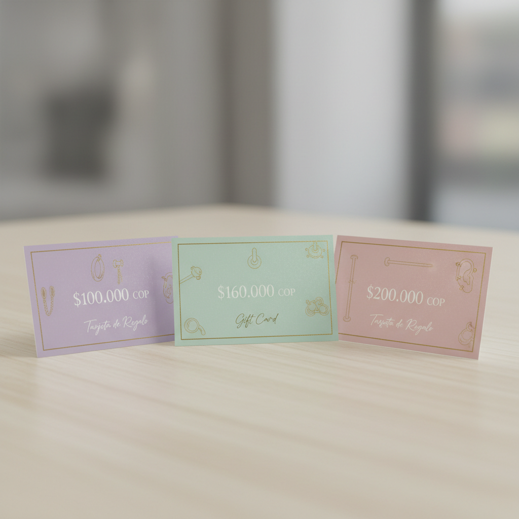 Tarjetas de regalo con tres valores diferentes